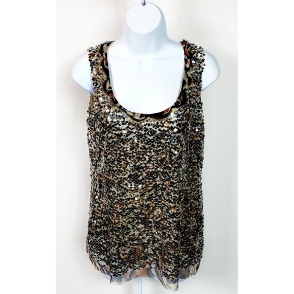 Bling Sequin Animal Print Tank Top Neiman Marcus - Picture 6 of 8